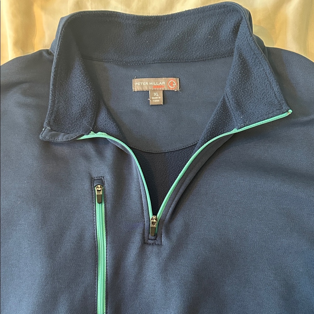 Peter Millar Navy Performance Jacket With Aqua Ac… - image 2